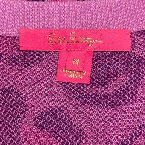 Lilly Pulitzer Pink Leopard Print V-Neck Sweater M - Picture 4 of 5